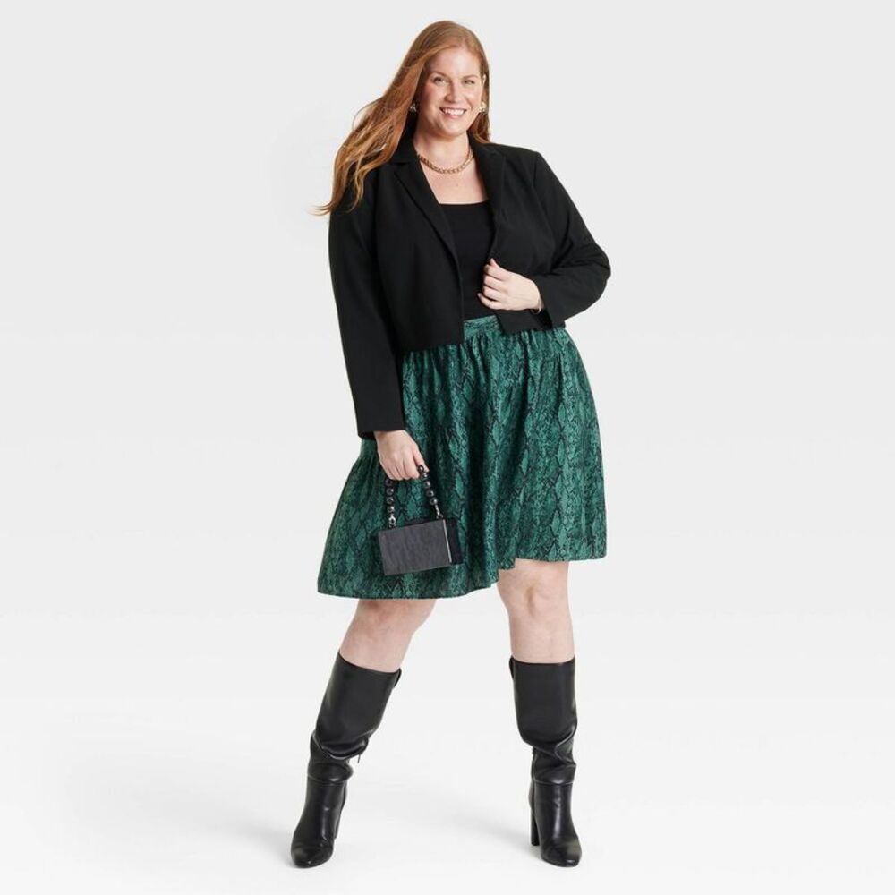 Open Box - Ava & Viv -  Women's Cropped Blazer Jacket Crepe Leng Black - Picture 3 of 3